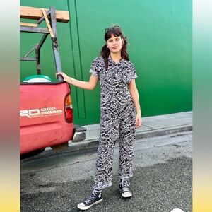 Nooworks Poplin Coveralls in Zig Zag XXS